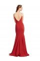 Affordable Mermaid Plunging V-Neck Formal Crepe Bridesmaid Dress / Prom Dress with Wide Open Back