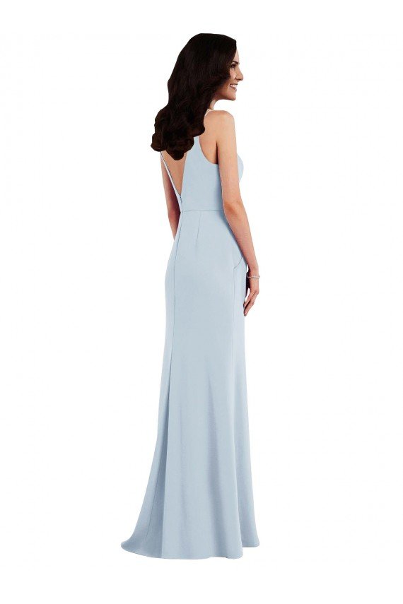 Affordable V Back Spaghetti Strap Maxi Bridesmaid Dress / Prom Dress with Pockets