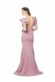 Affordable Flutter Sleeves Low V-Back High Round Neck Formal Crepe Bridesmaid Dress / Prom Dress