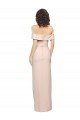 Affordable Off the Shoulder Long Formal Crepe Bridesmaid Dress / Prom Dress with Waist Tie and Slit