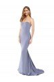 Affordable Long Strapless Sweetheart Sweep Train Formal Crepe Bridesmaid Dress / Prom Dress with Low Back