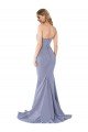 Affordable Long Strapless Sweetheart Sweep Train Formal Crepe Bridesmaid Dress / Prom Dress with Low Back