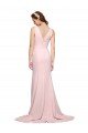 Affordable Deep V-Neckline and Back Long Sweep Train Crepe Bridesmaid Dress / Prom Dress with Shoulder Straps