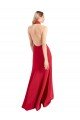 Affordable Sleek Fit and Flare High Neck Halter Stretch Formal Crepe Bridesmaid Dress / Prom Dress with Open Back