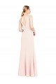 Affordable Slim A-Line V-Neck Long Stretch Formal Crepe Bridesmaid Dress / Prom Dress with V-Back