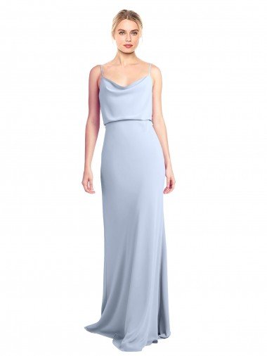 Affordable Feminine Cowl Neck Slim Floor Length Stretch Formal Crepe Bridesmaid Dress / Prom Dress
