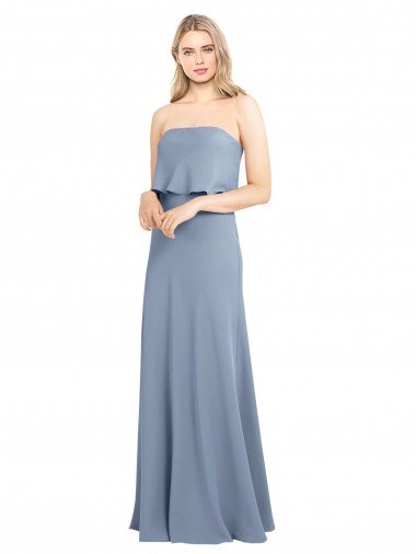 Affordable High Neck Sheath Sleeveless Stretch Formal Crepe Bridesmaid Dress / Prom Dress