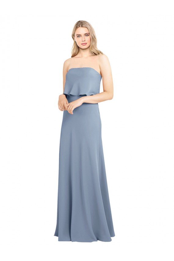 Affordable High Neck Sheath Sleeveless Stretch Formal Crepe Bridesmaid Dress / Prom Dress