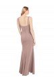Affordable Square Neck Fit and Flare Long Stretch Crepe Bridesmaid Dress / Prom Dress with Side Slit