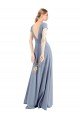 Affordable Plunging V-Neck Cap Sleeves Stretch Crepe Bridesmaid Dress / Prom Dress with Front Slit