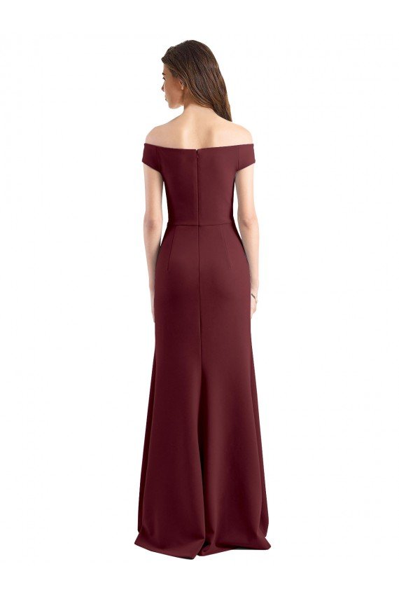 Affordable Off the Shoulder Fit and Flare Stretch Crepe Bridesmaid Dress / Prom Dress