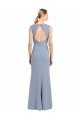 Affordable Boat Neckline and Sleek Fit and Flare Crepe Bridesmaid Dress with Keyhole Back