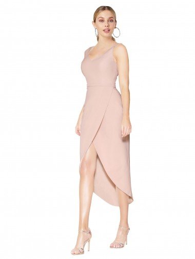 Affordable Knee Length Short Formal Crepe Bridesmaid Dress / Prom Dress