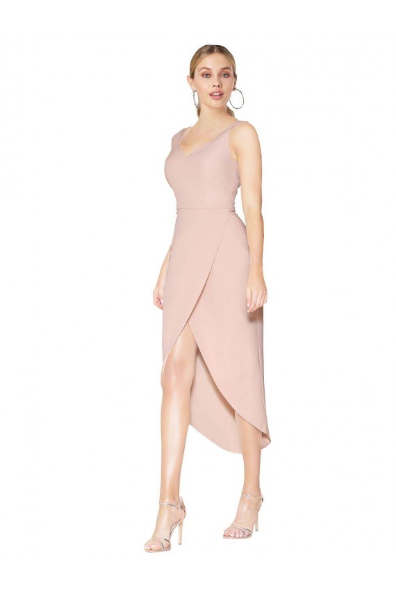 Affordable Knee Length Short Formal Crepe Bridesmaid Dress / Prom Dress