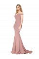 Affordable Off the Shoulder Sweetheart Long Sweep Train Formal Crepe Bridesmaid Dress / Prom Dress