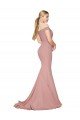 Affordable Off the Shoulder Sweetheart Long Sweep Train Formal Crepe Bridesmaid Dress / Prom Dress