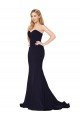 Affordable Sweetheart High Neck Sweep Train Sleeveless Formal Crepe Bridesmaid Dress / Prom Dress