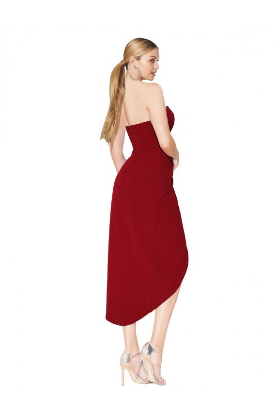 Affordable Cocktail Length Sweetheart Mermaid Wrap Formal Crepe Bridesmaid Dress / Prom Dress