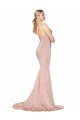 Affordable Sweep Train Sweetheart Long Mermaid Formal Crepe Bridesmaid Dress / Prom Dress Low Back