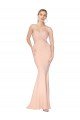 Affordable Sweetheart Shirred Neck Long Floor Length Formal Crepe Bridesmaid Dress / Prom Dress