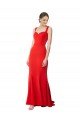 Affordable Long Chapel Train Fishtail Maxi Formal Crepe Bridesmaid Dress / Prom Dress with Sweetheart Neckline