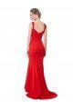 Affordable Long Chapel Train Fishtail Maxi Formal Crepe Bridesmaid Dress / Prom Dress with Sweetheart Neckline