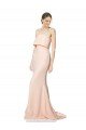 Affordable High Neck Strapless Long Formal Crepe Maxi Bridesmaid Dress / Prom Dress with Overlay