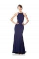 Affordable High Neck Fishtail Formal Crepe Bridesmaid Dress / Prom Dress with Open Back Detail