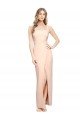 Affordable Floor Length Square Neck Long Sheath Formal Crepe Bridesmaid Dress / Prom Dress 
