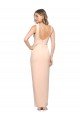 Affordable Floor Length Square Neck Long Sheath Formal Crepe Bridesmaid Dress / Prom Dress 