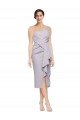 Affordable Short Cocktail Length Strapless Formal Crepe Bridesmaid Dress / Prom Dress with Ruffles