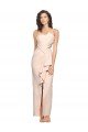 Affordable Long Full Length Ruffles Strapless Low Back Crepe Bridesmaid Dress / Prom Dress with Straps