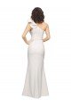 Affordable One Shoulder Long Full Length Formal Crepe Bridesmaid Dress / Prom Dress with Ruffles and Side Split
