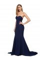 Affordable Fit and Flare Sweetheart Long Formal Crepe Bridesmaid Dress / Prom Dress with Sweep Train