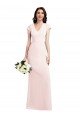 Affordable Cap Sleeve A-Line Formal Crepe Bridesmaid Dress / Prom Dress with Pockets