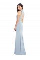 Affordable Halter Bow Neck Open Back Soft Full Length Trumpet Bridesmaid Dress / Prom Dress
