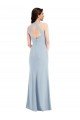 Affordable Open Back Halter Maxi Formal Crepe Bridesmaid Dress / Prom Dress with Draped Bow