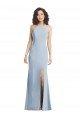 Affordable High Neck Halter Formal Crepe Bridesmaid Dress / Prom Dress with Twist Criss Cross Back