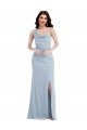 Affordable One Shoulder Draped Cowl Neck Maxi Bridesmaid Dress / Prom Dress