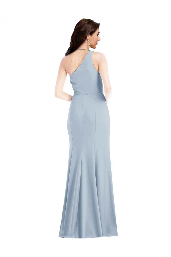 Affordable One Shoulder Draped Cowl Neck Maxi Bridesmaid Dress / Prom Dress