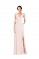 Affordable Square Neck Low Back A-Line Bridesmaid Dress / Prom Dress with Front Slit and Pockets