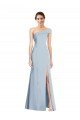 Affordable Asymmetrical Off the Shoulder Cuff Trumpet Formal Crepe Bridesmaid Dress / Prom Dress With Front Slit