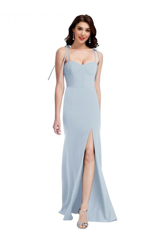 Affordable Bustier Style Crepe Bridesmaid Dress / Prom Dress with Bow Straps