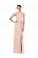 Affordable Halter Criss Cross Cutout Back Maxi Formal Crepe Bridesmaid Dress / Prom Dress
