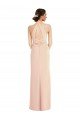 Affordable Halter Criss Cross Cutout Back Maxi Formal Crepe Bridesmaid Dress / Prom Dress