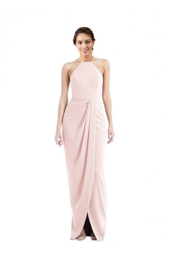 Affordable Halter Draped Tulip Skirt Maxi Bridesmaid Dress / Prom Dress