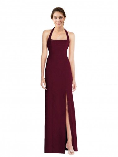 Affordable Tie Halter Open Back Trumpet Bridesmaid Dress / Prom Dress