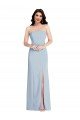 Affordable Strapless Scoop Back Maxi Formal Crepe Bridesmaid Dress / Prom Dress with Front Slit