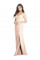 Affordable Seamed Bodice Crepe Trumpet Bridesmaid Dress / Prom Dress with Front Slit