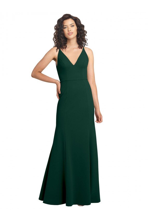 Affordable Form Fitting Stretch Formal Crepe A-Line Bridesmaid Dress / Prom Dress